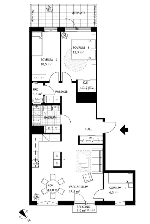 Lägenhet, 4 rooms, 90 sqm, Solna