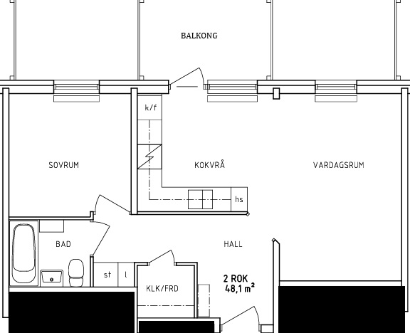 Lägenhet, 2 rooms, 48 sqm, Dannike – bild 2