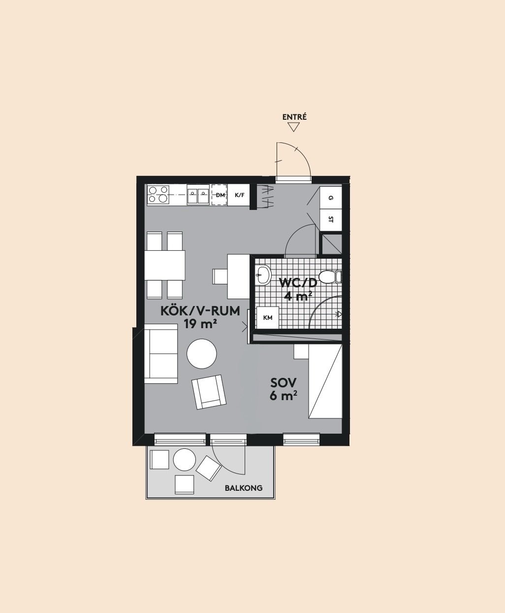 Lägenhet, 2 rooms, 34 sqm, Järfälla