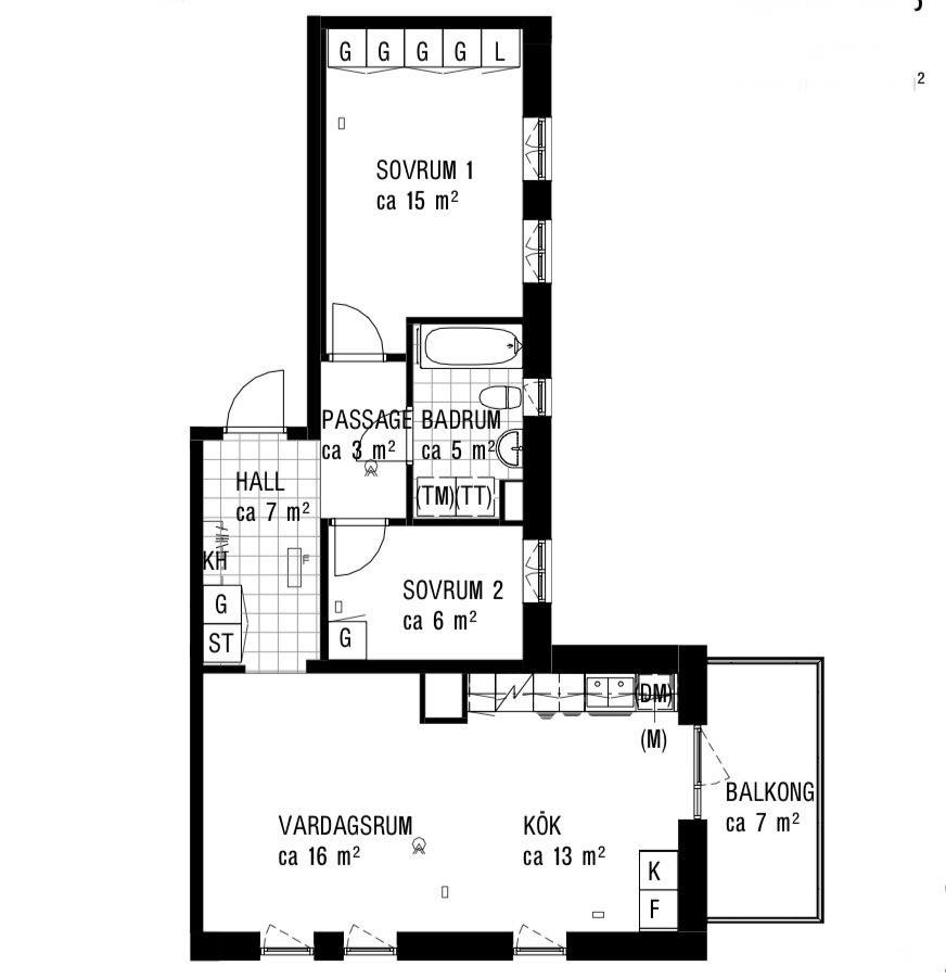 Lägenhet, 3 rooms, 68 sqm, Enskede Gård