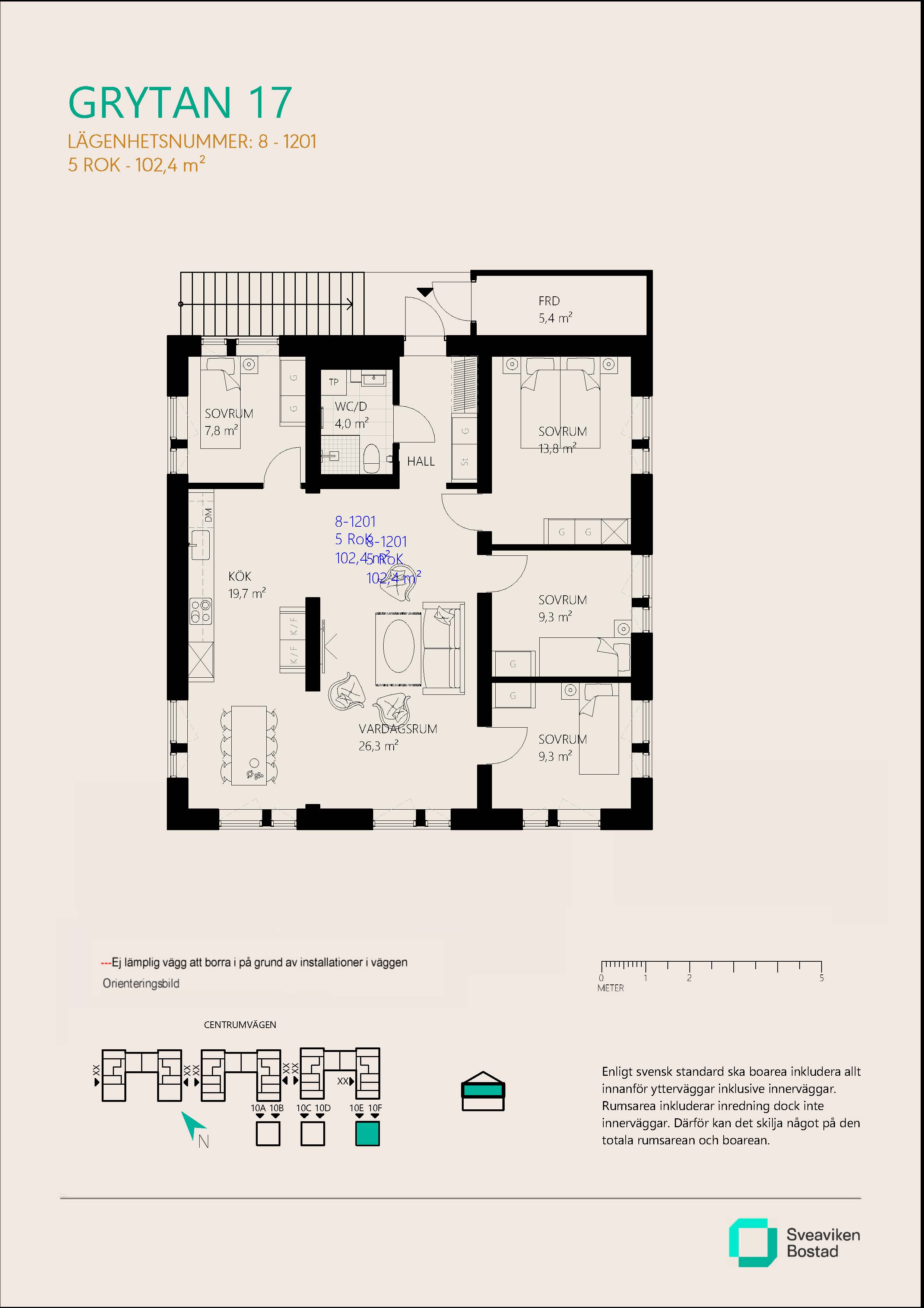 Lägenhet, 5 rooms, 102 sqm, Nykvarn