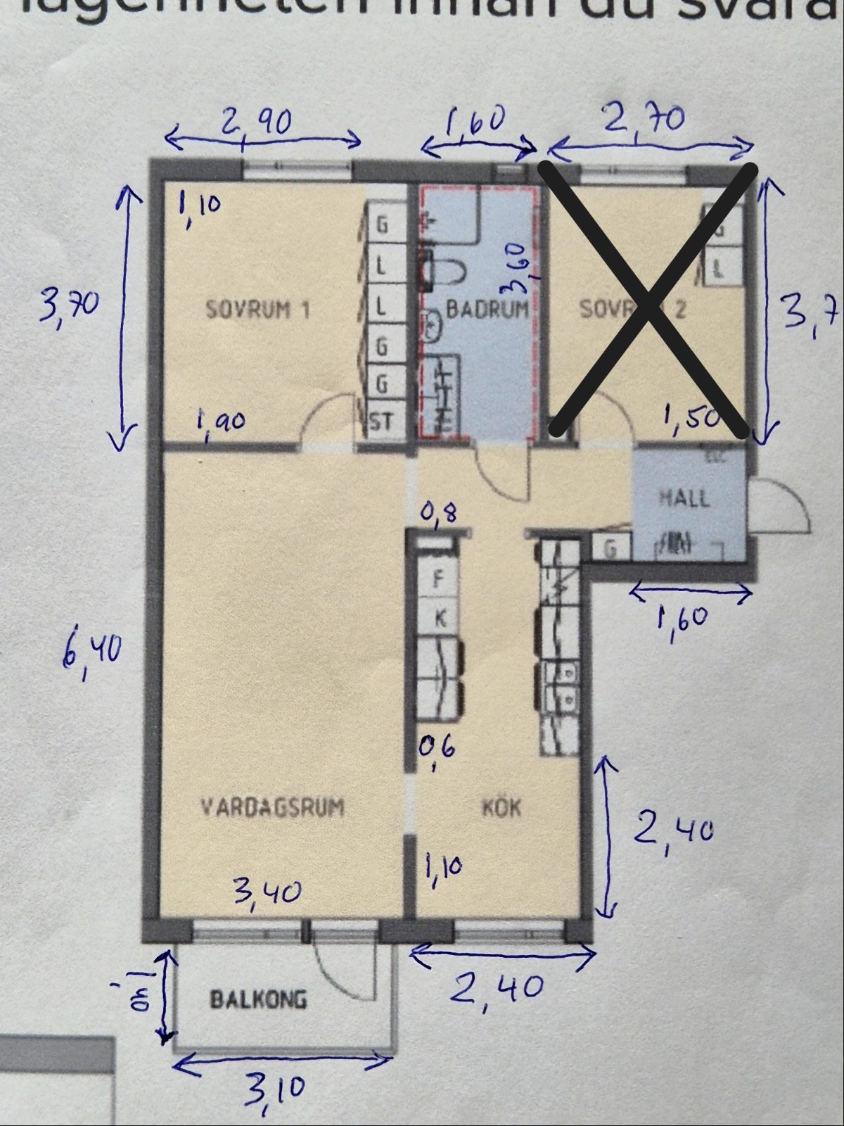 Lägenhet, 2 rooms, 70 sqm, Gävle