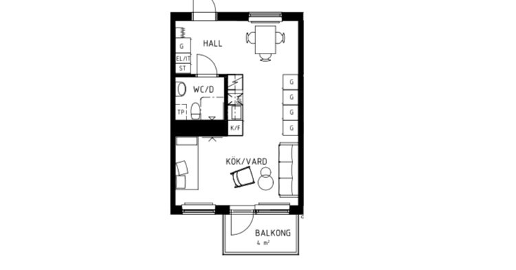 Lägenhet, 1 rooms, 34 sqm, Järfälla – bild 2