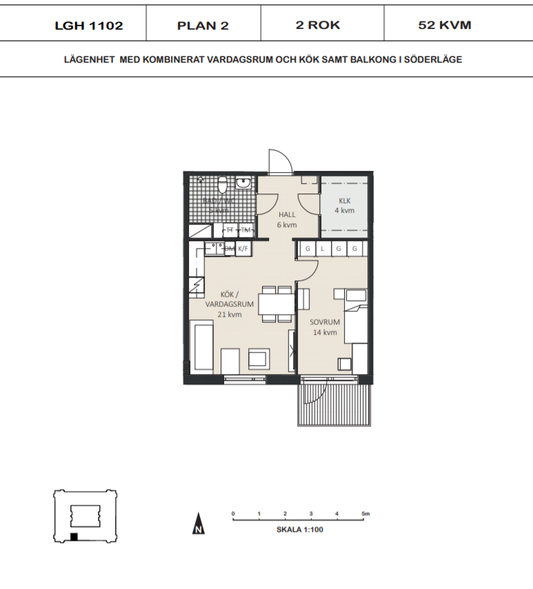 Lägenhet, 2 rooms, 52 sqm, Mariefred – Mariefred