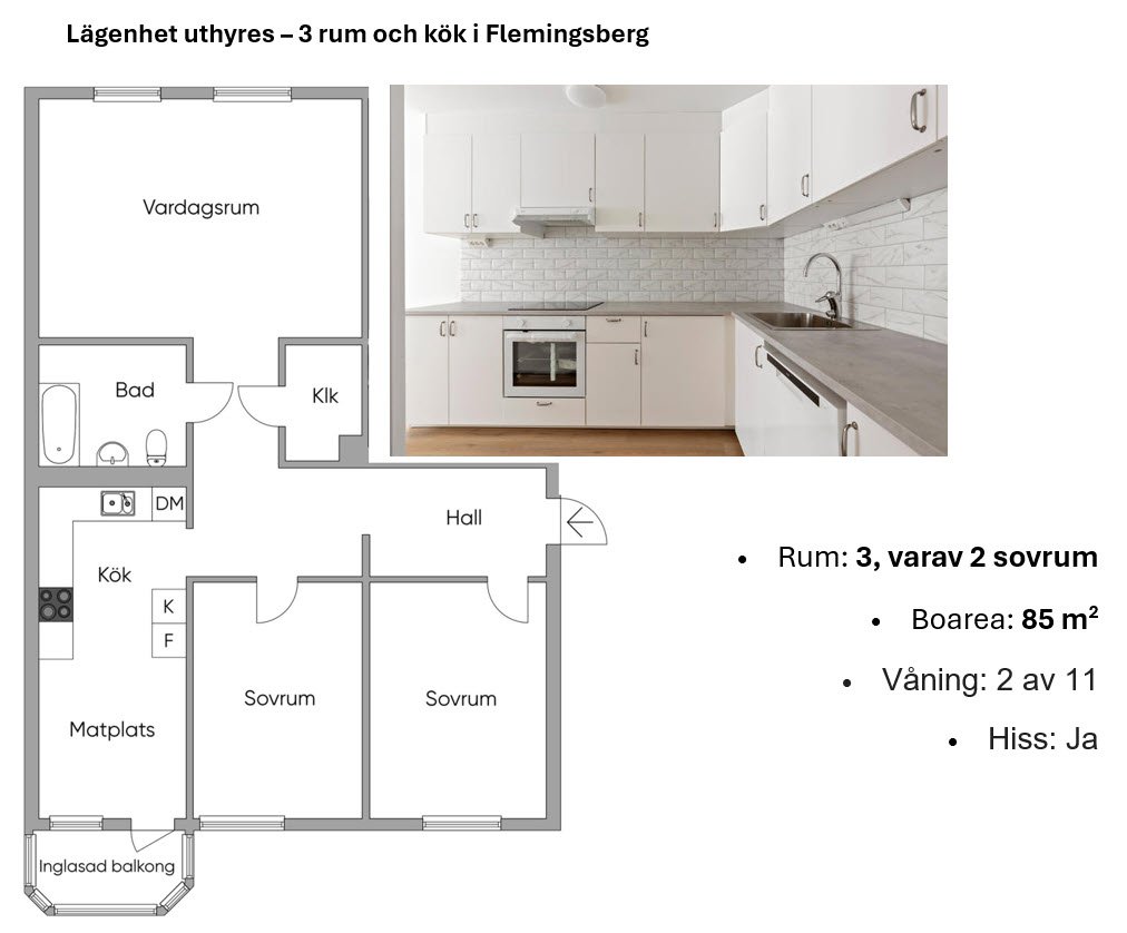 Lägenhet, 3 rooms, 85 sqm, Huddinge – bild 2