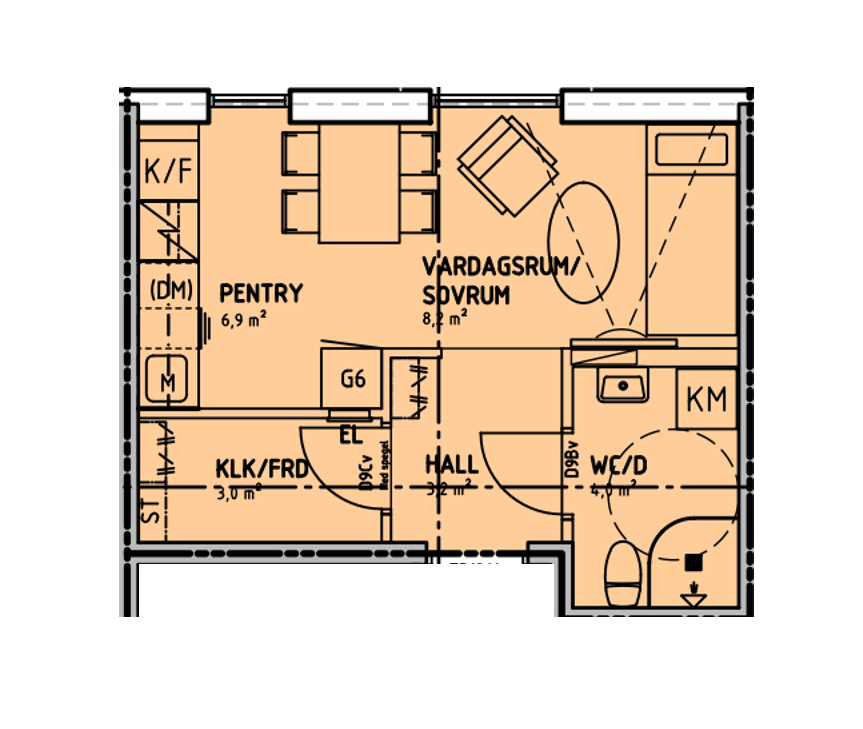 Lägenhet, 1 rooms, 24 sqm, Umeå