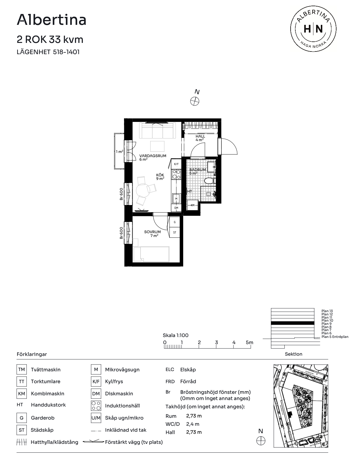 Lägenhet, 2 rooms, 33 sqm, Solna