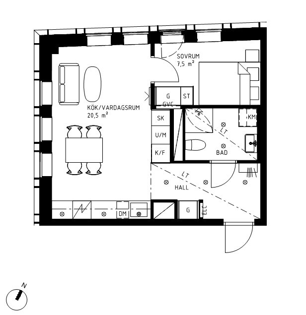 Lägenhet, 2 rooms, 39 sqm, Stockholm