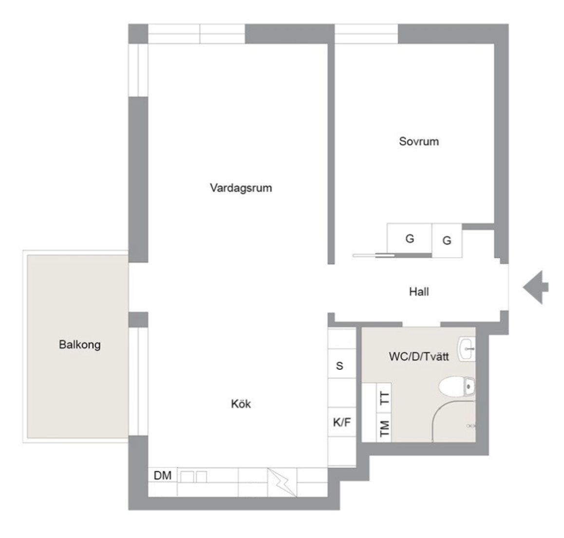 Lägenhet, 2 rooms, 61 sqm, Skövde