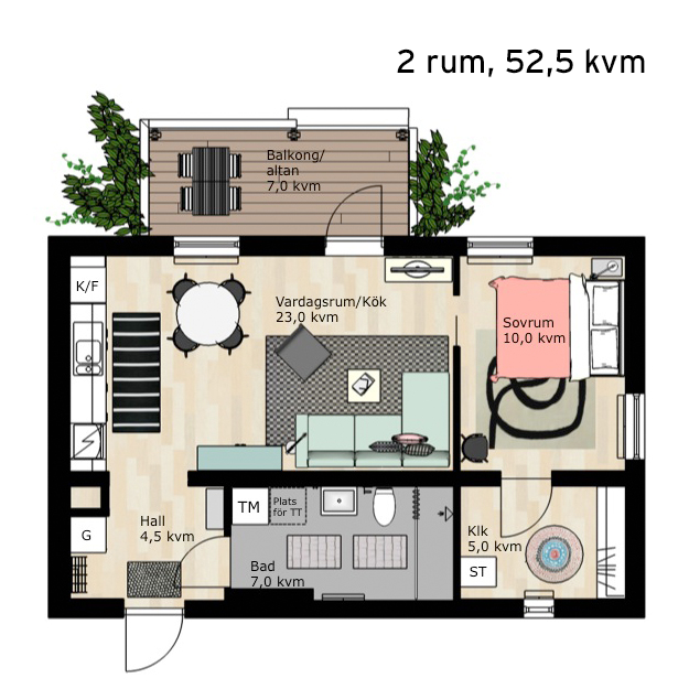 2 rok · 53 m² i Bro – bild 3