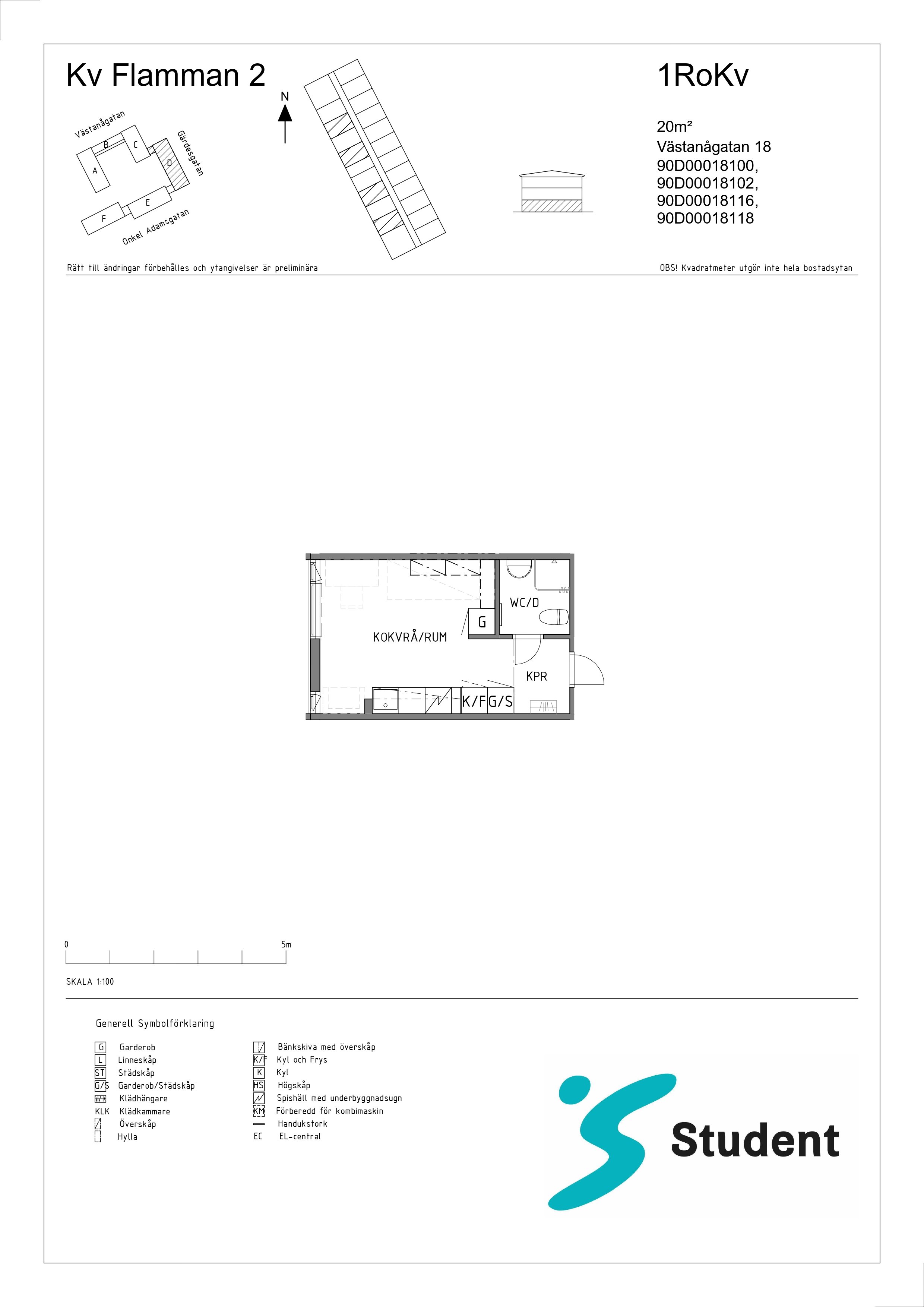 Lägenhet, 1 rooms, 20 sqm, Linköping