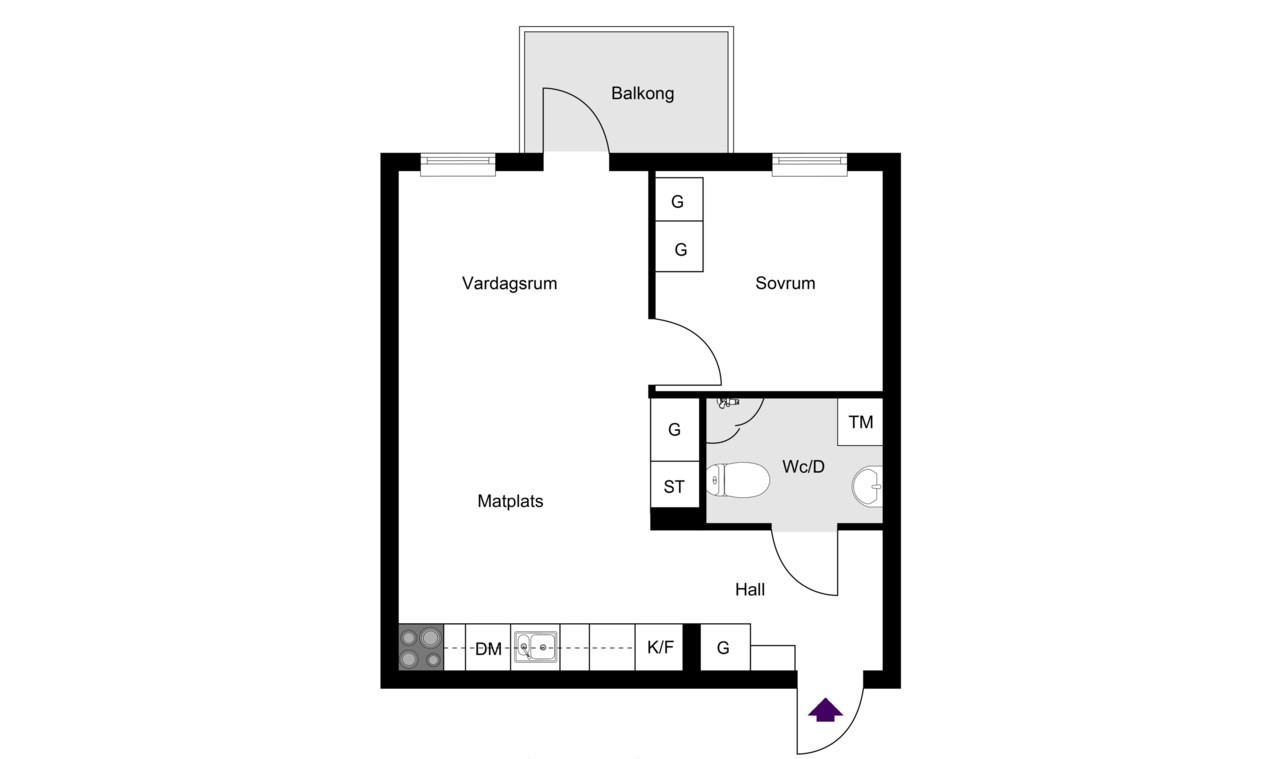 Lägenhet, 2 rooms, 40 sqm, Bro – bild 2