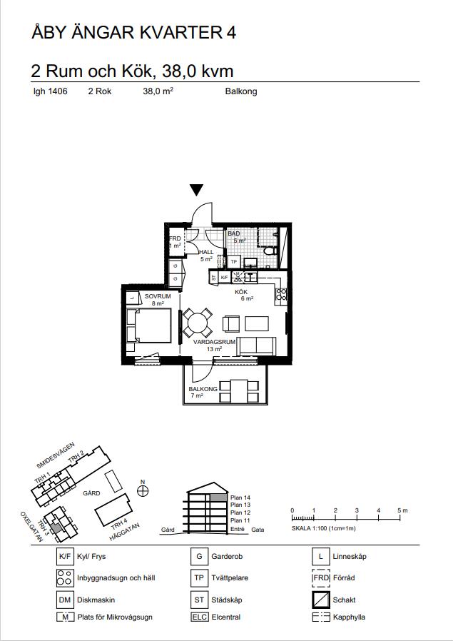 Lägenhet, 2 rooms, 38 sqm, Vallentuna