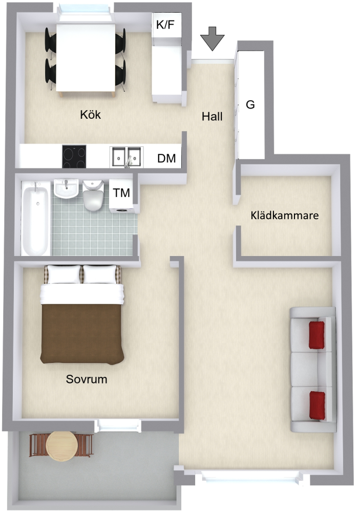 Lägenhet, 3 rooms, 63 sqm, Solna – bild 2