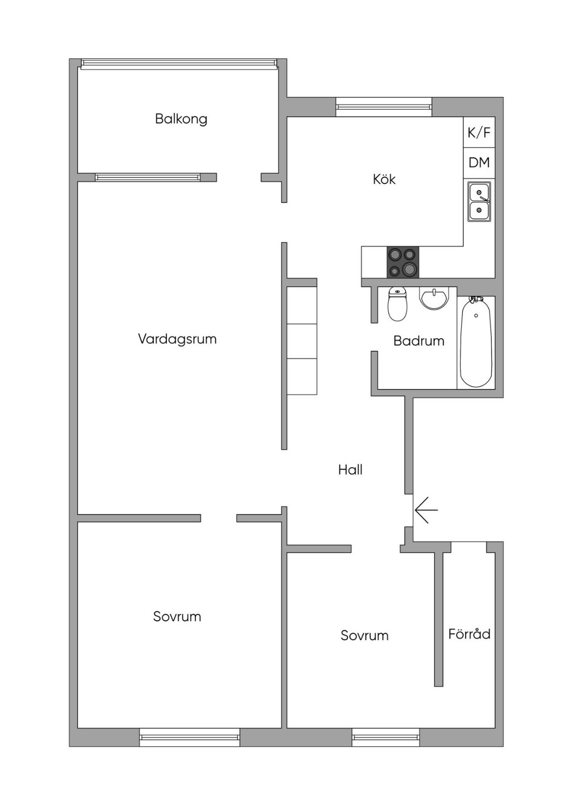 Lägenhet, 3 rooms, 80 sqm, Brandbergen – bild 3