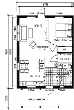 2 rok · 60 m² i Surte – bild 4
