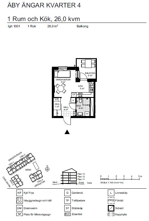 Lägenhet, 1 rooms, 26 sqm, Vallentuna
