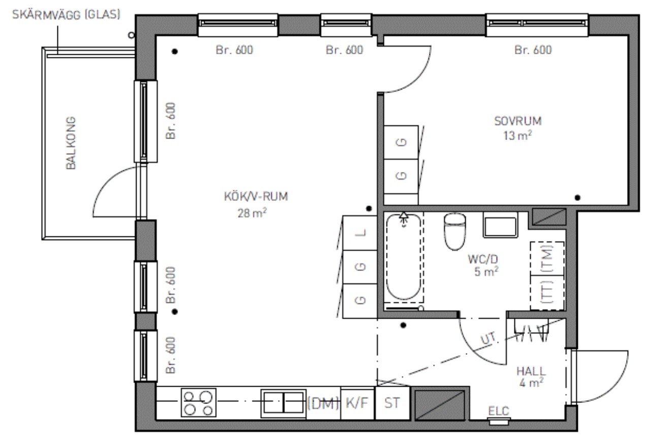 Lägenhet, 2 rooms, 55 sqm, Jordbro