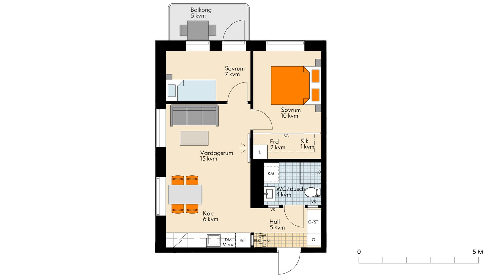 Lägenhet, 3 rooms, 52 sqm, Västerås