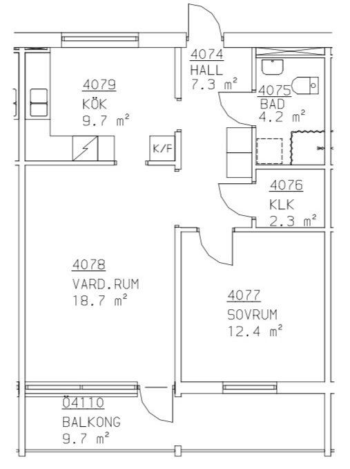 Lägenhet, 2 rooms, 57 sqm, Falun