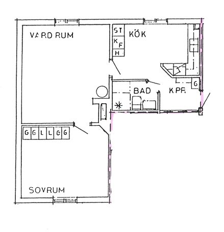 Lägenhet, 2 rooms, 55 sqm, Motala