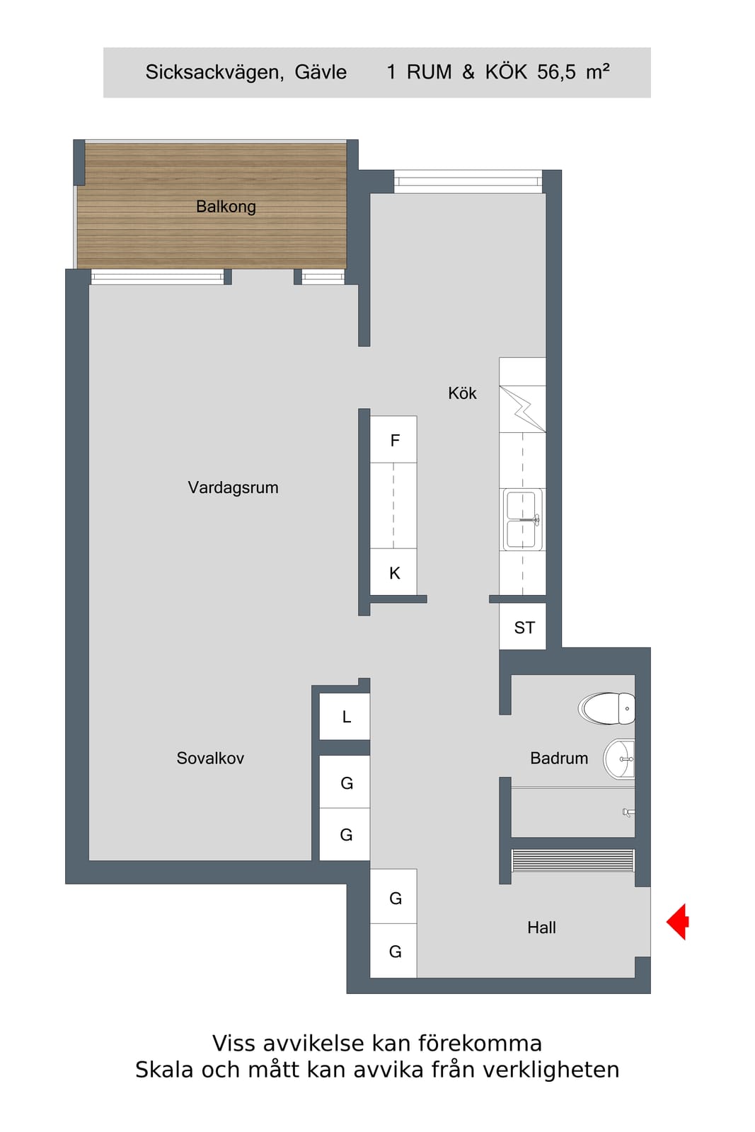 1 rok · 57 m² i Gävle – Gävle