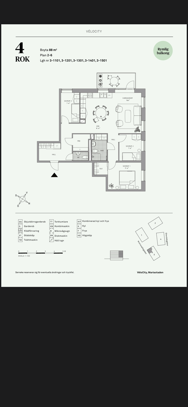 Lägenhet, 4 rooms, 88 sqm, Helsingborg