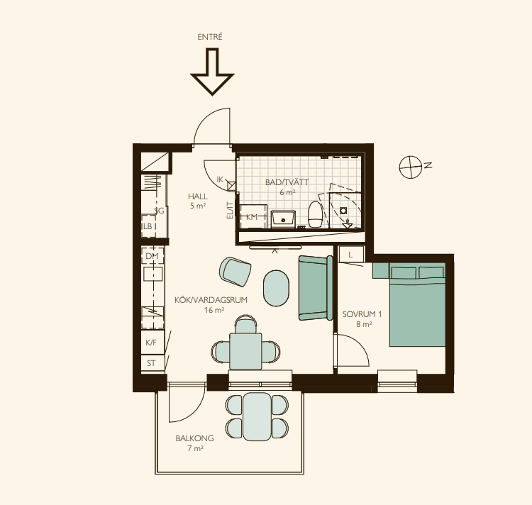 Lägenhet, 2 rooms, 34 sqm, Lund – bild 2