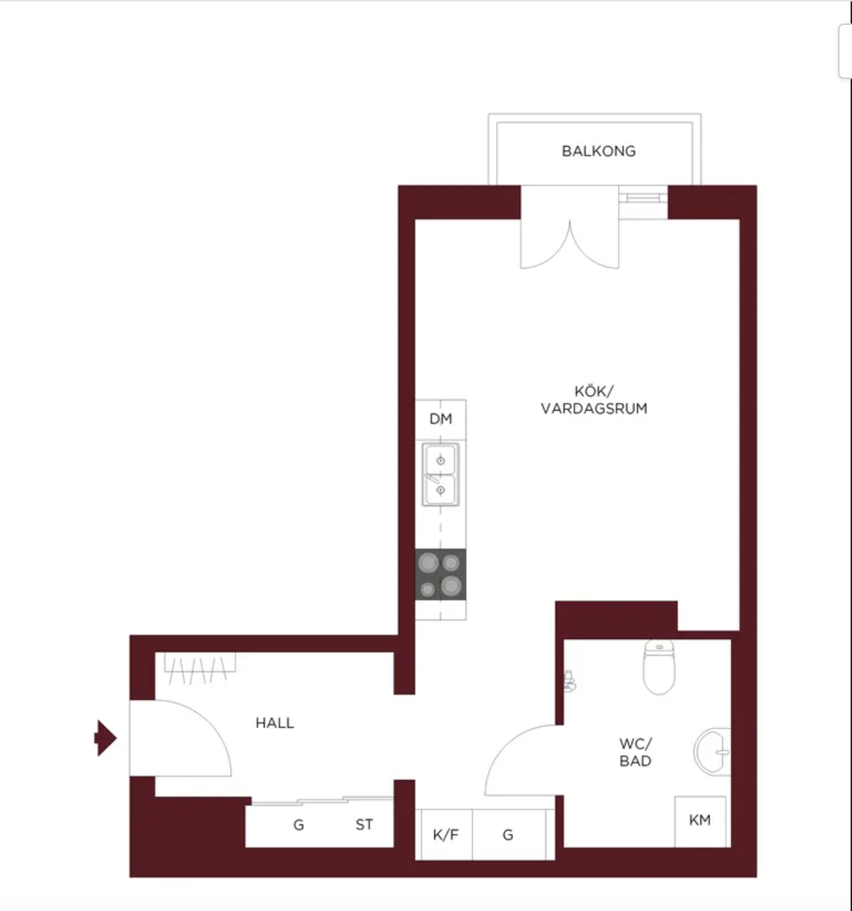 Lägenhet, 1 rooms, 32 sqm, Stockholm