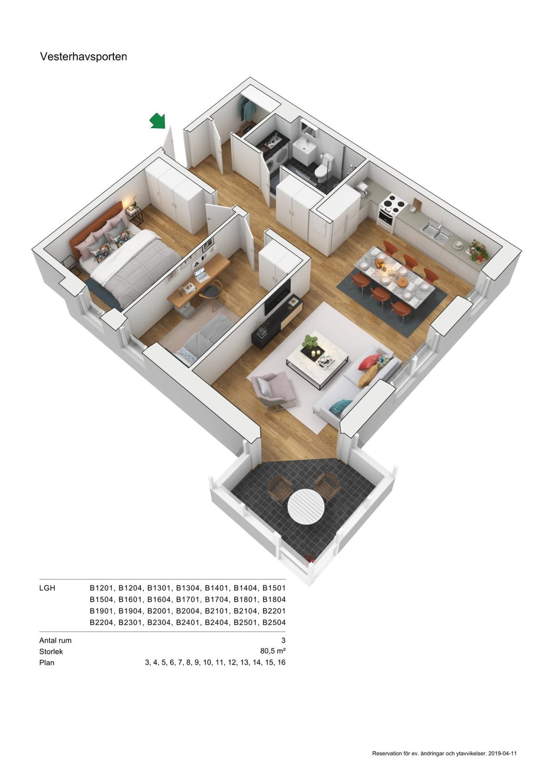 Lägenhet, 3 rooms, 80 sqm, Falkenberg
