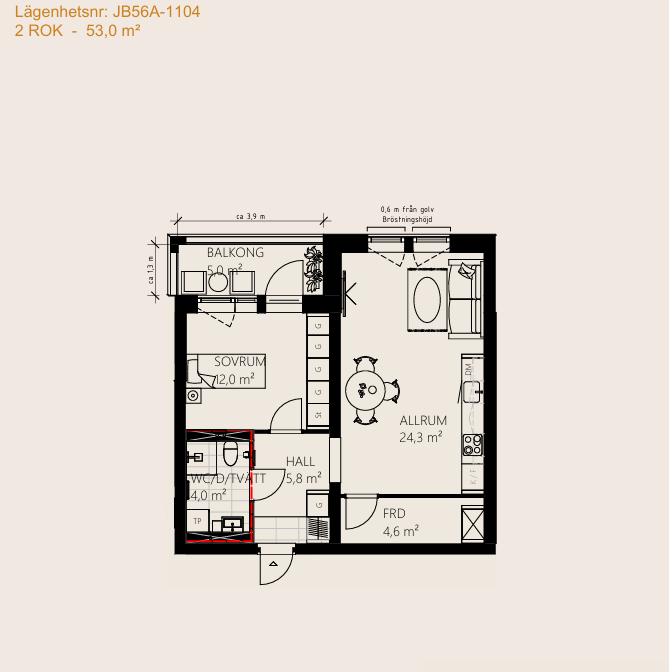 Lägenhet, 2 rooms, 53 sqm, Mariefred – bild 9