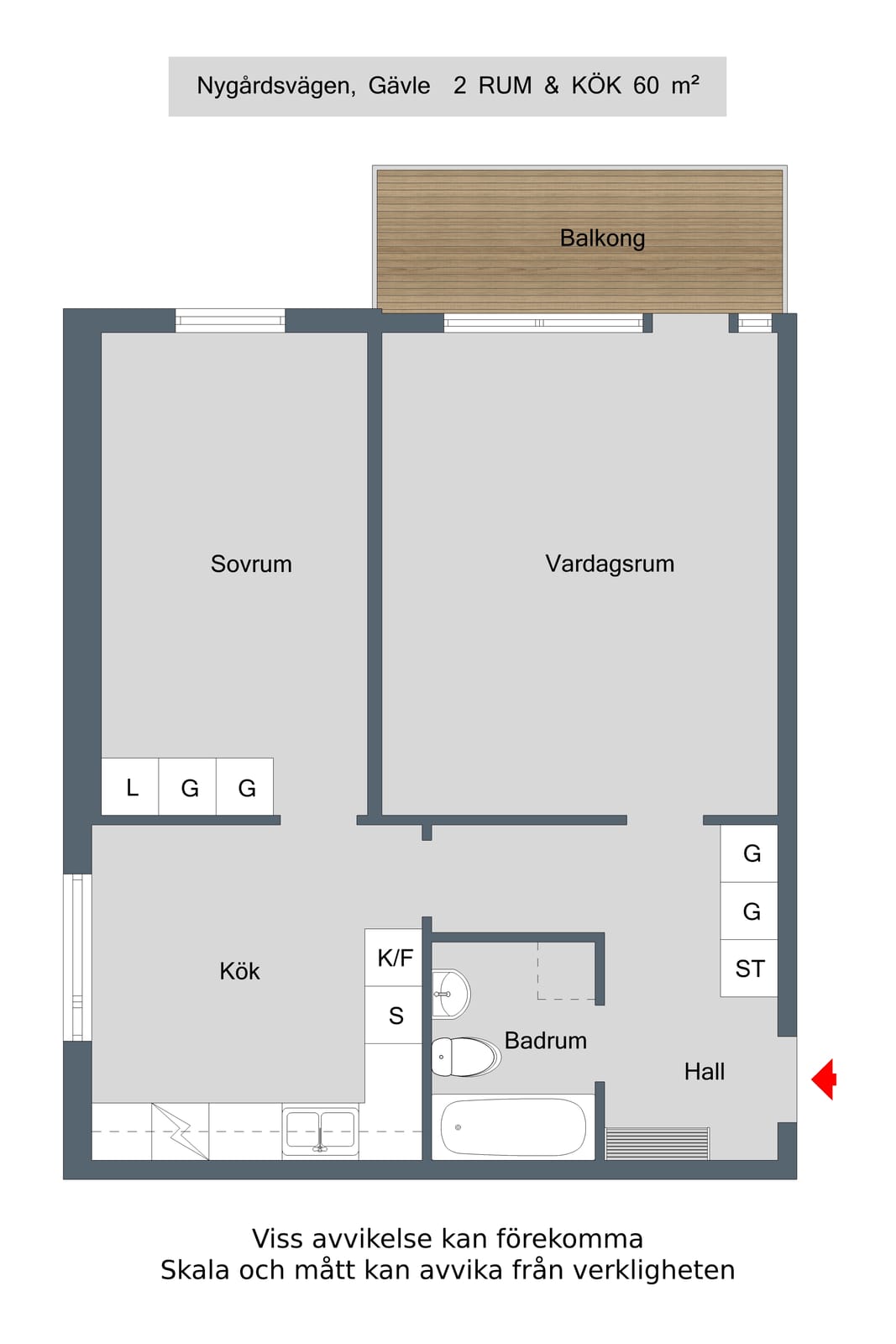 2 rok · 60 m² i Gävle – bild 5