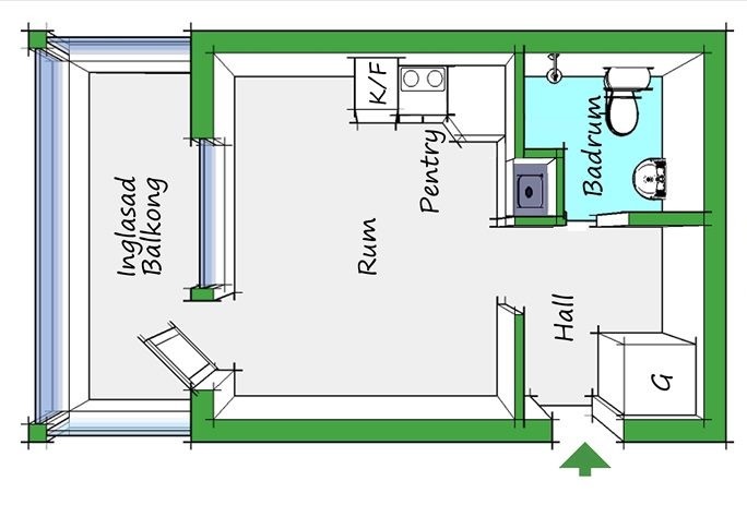 Lägenhet, 1 rooms, 21 sqm, Malmö