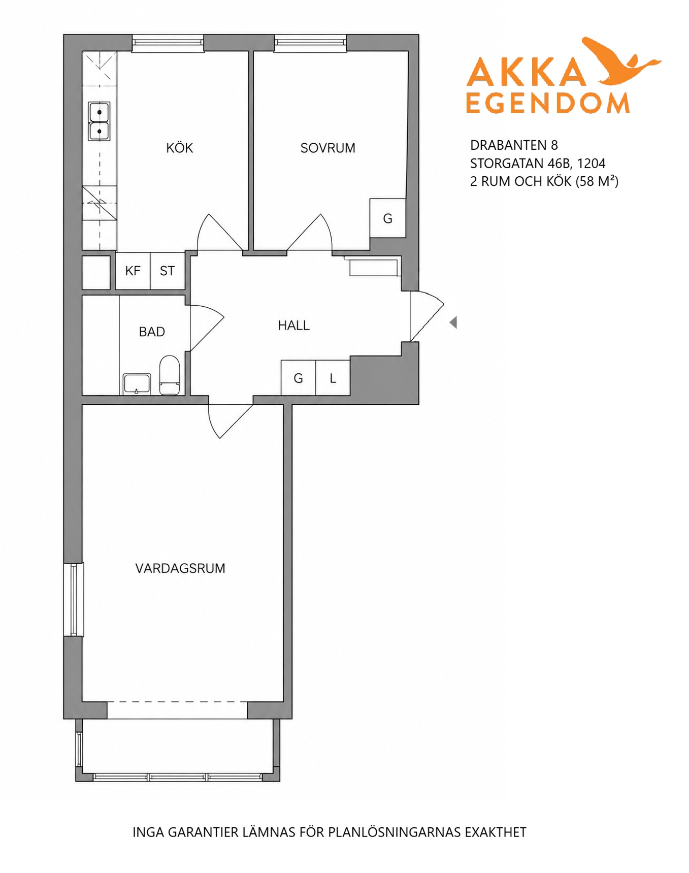 Lägenhet, 2 rooms, 58 sqm, Klippan – bild 3