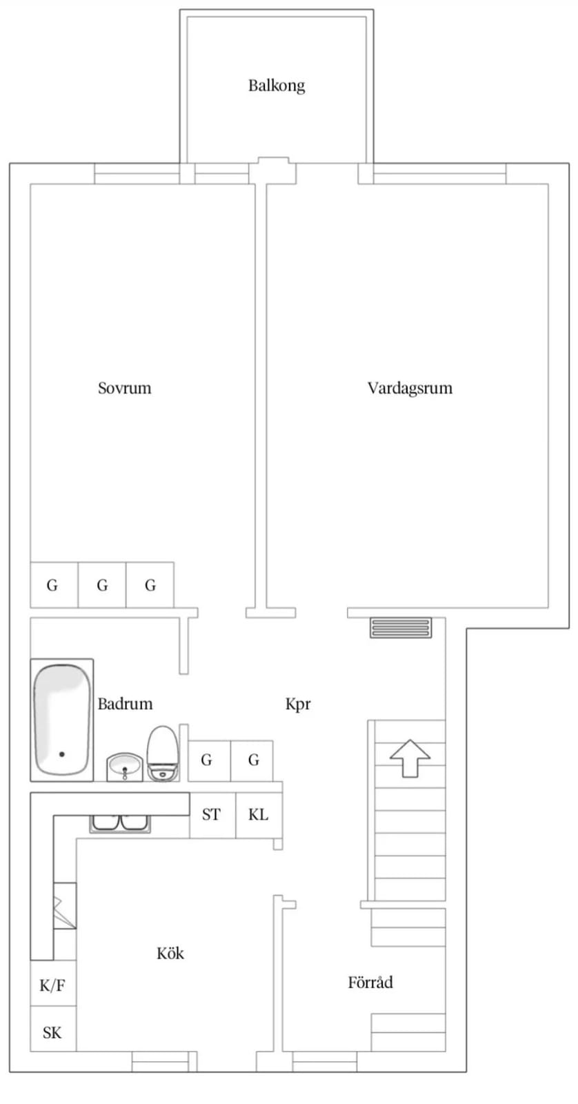 Lägenhet, 3 rooms, 63 sqm, Visby