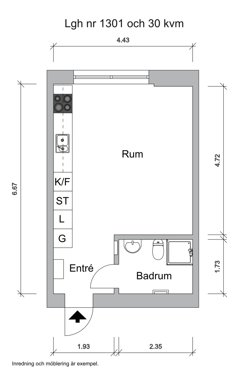 Lägenhet, 1 rooms, 30 sqm, Jönköping