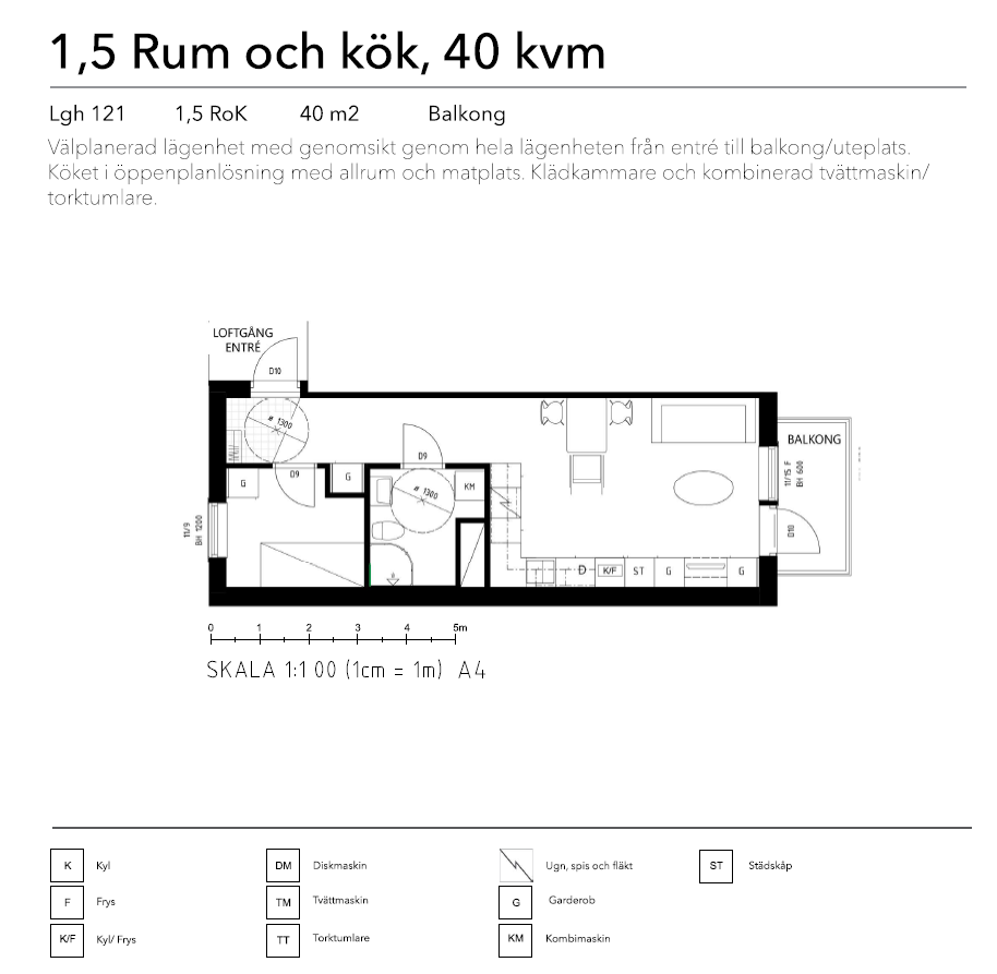 Lägenhet, 1 rooms, 39 sqm, Klippan – bild 3
