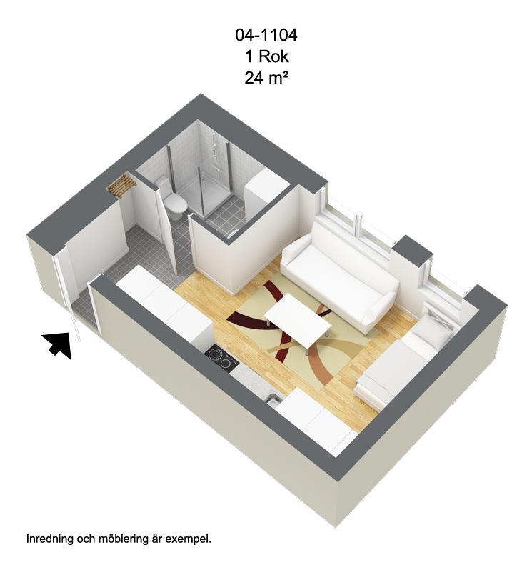Lägenhet, 1 rooms, 24 sqm, Stockholm