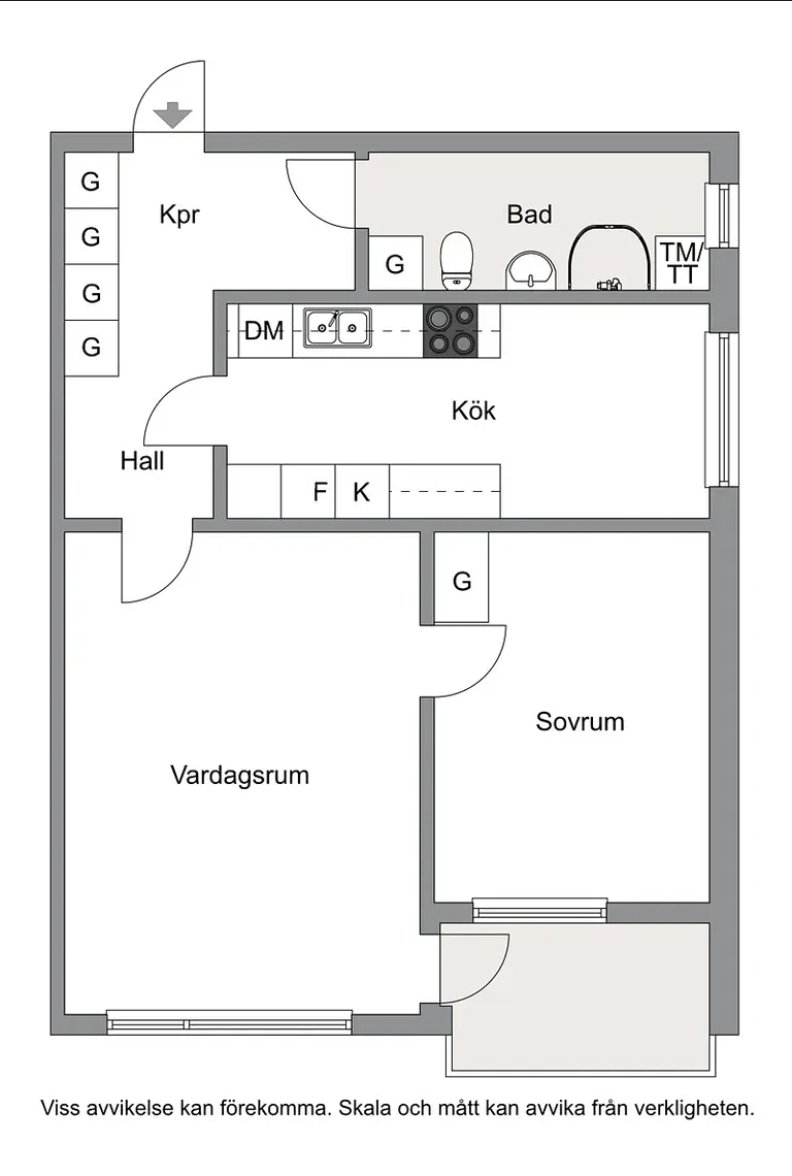Lägenhet, 2 rooms, 64 sqm, Växjö