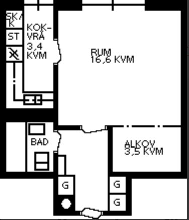 Lägenhet, 1 rooms, 36 sqm, Umeå