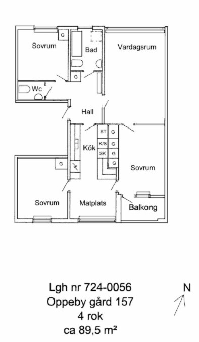 Lägenhet, 4 rooms, 89 sqm, Nyköping – bild 3