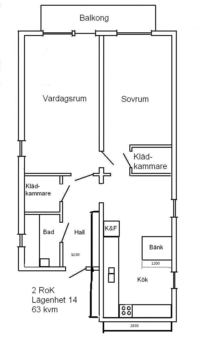 Lägenhet, 2 rooms, 63 sqm, Hammenhög – Hammenhög