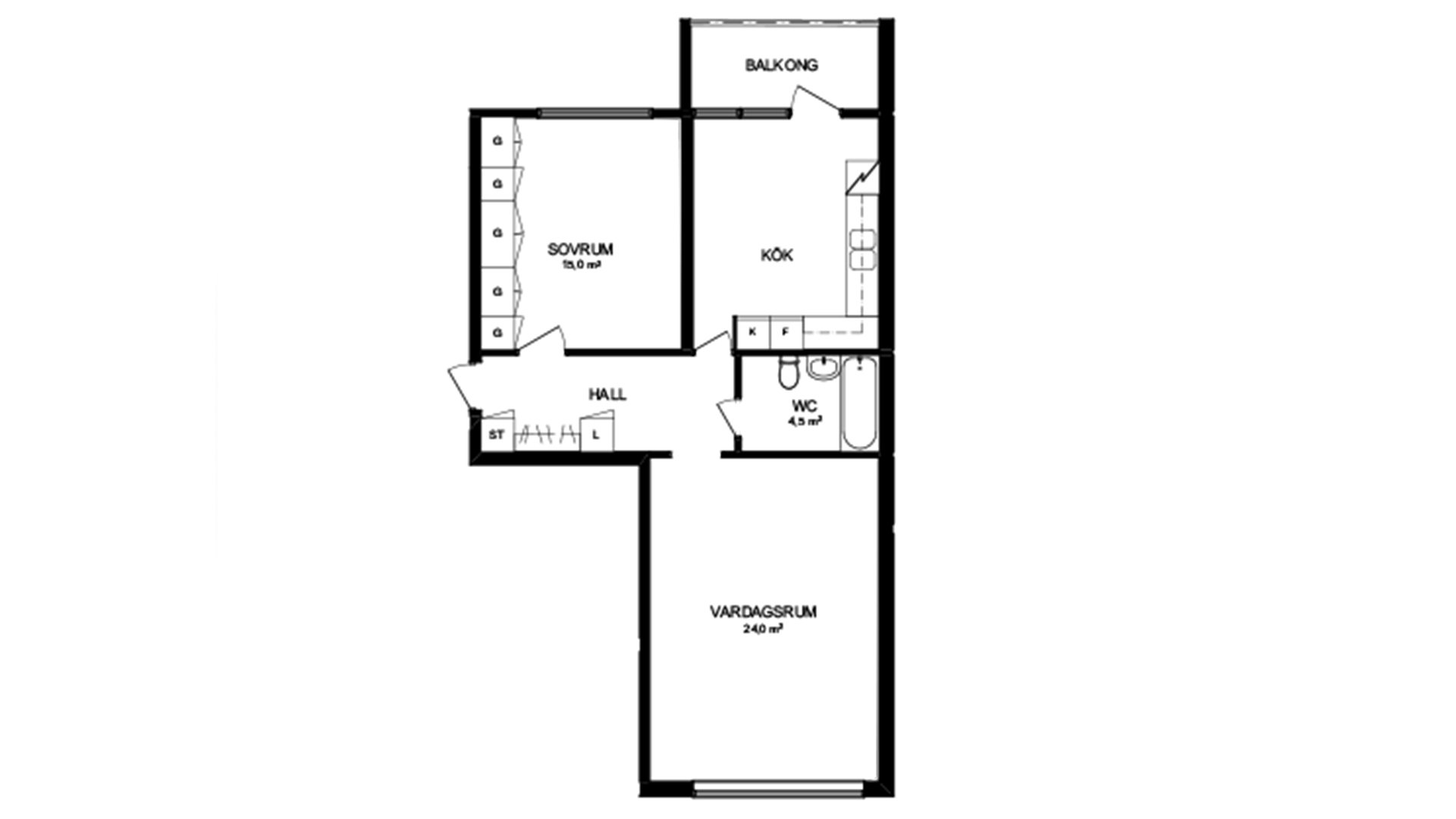 Lägenhet, 2 rooms, 64 sqm, Västerås
