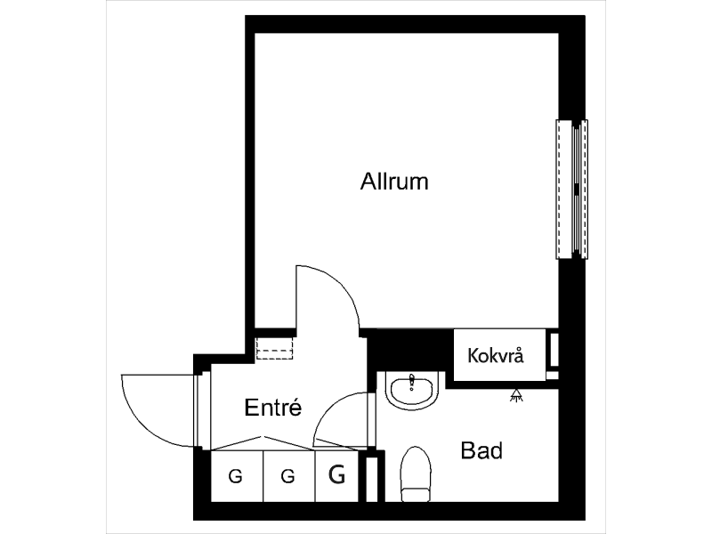 Lägenhet, 1 rooms, 21 sqm, Karlstad – Karlstad