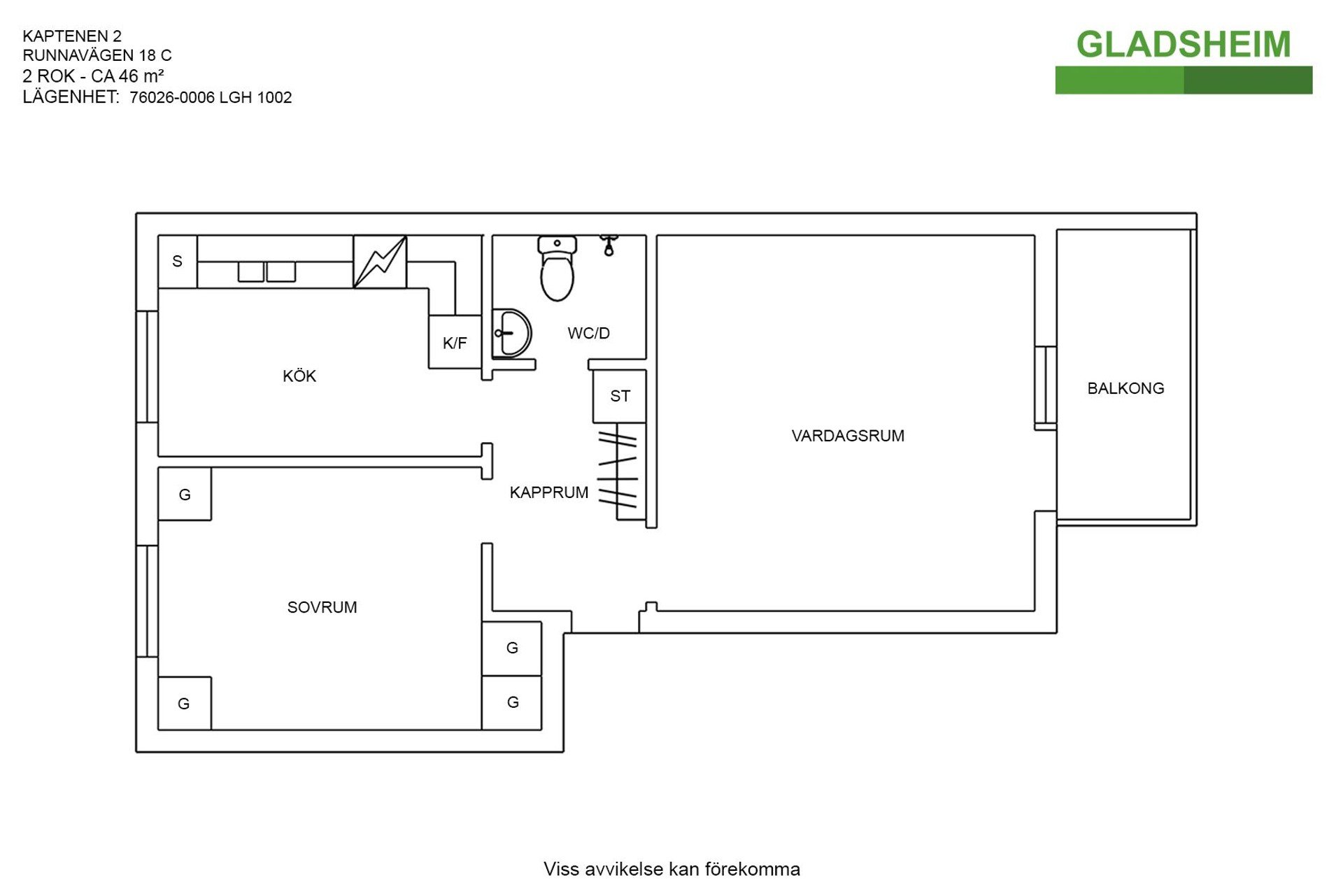 Lägenhet, 2 rooms, 46 sqm, Kungsör – bild 2