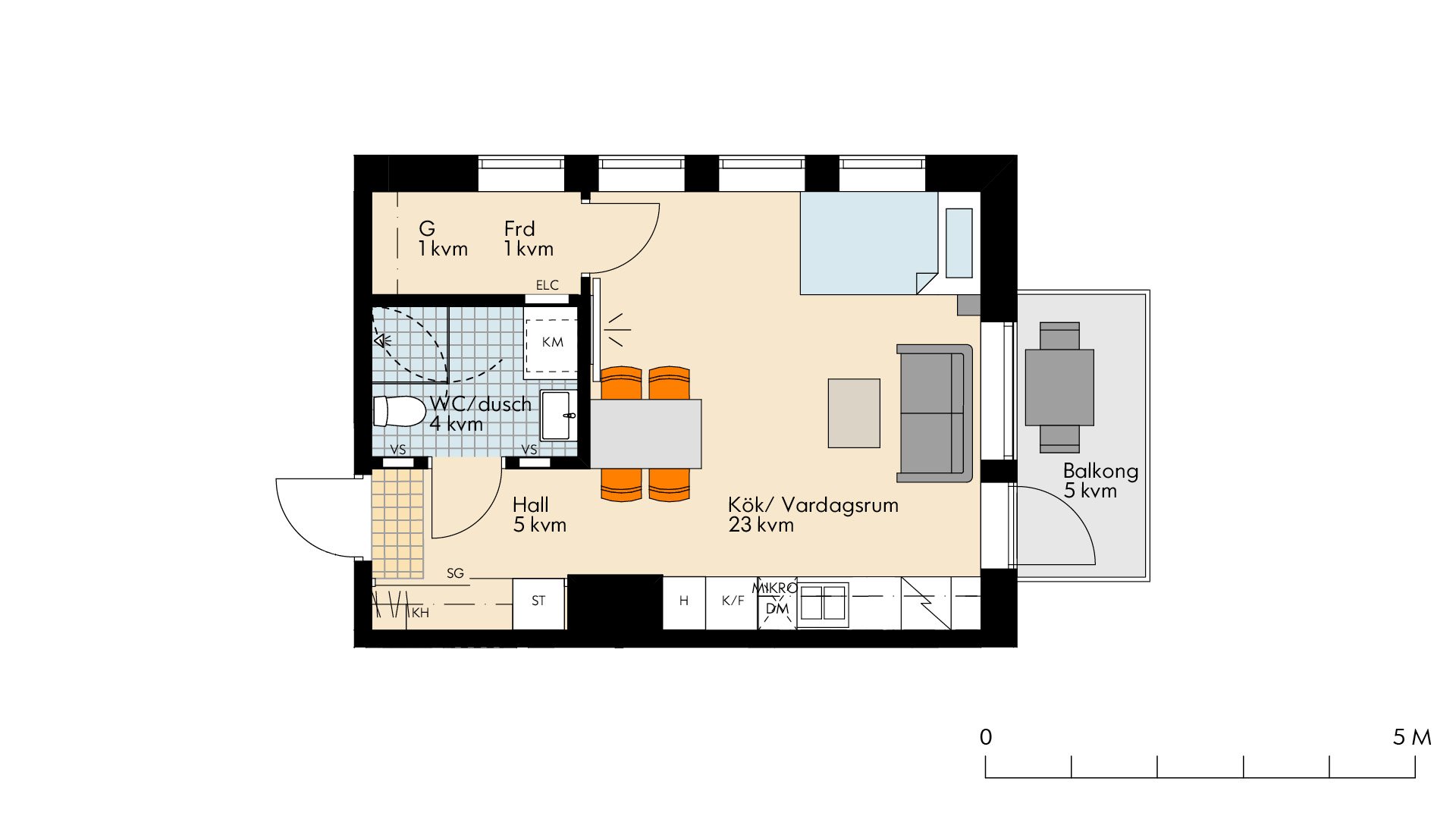 Lägenhet, 1 rooms, 35 sqm, Västerås