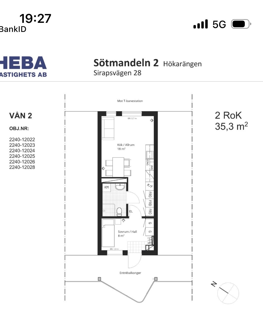 Lägenhet, 2 rooms, 35 sqm, Farsta