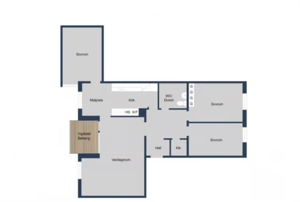 Lägenhet, 4 rooms, 90 sqm, Skellefteå