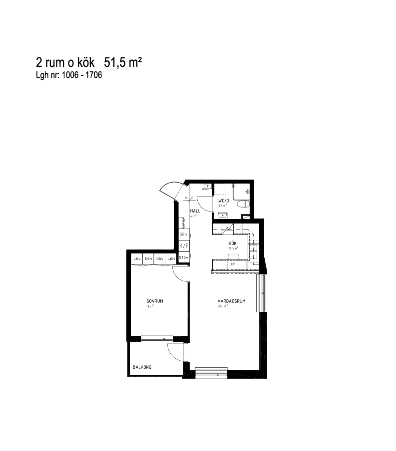 Lägenhet, 2 rooms, 51 sqm, Kungsängen – bild 7