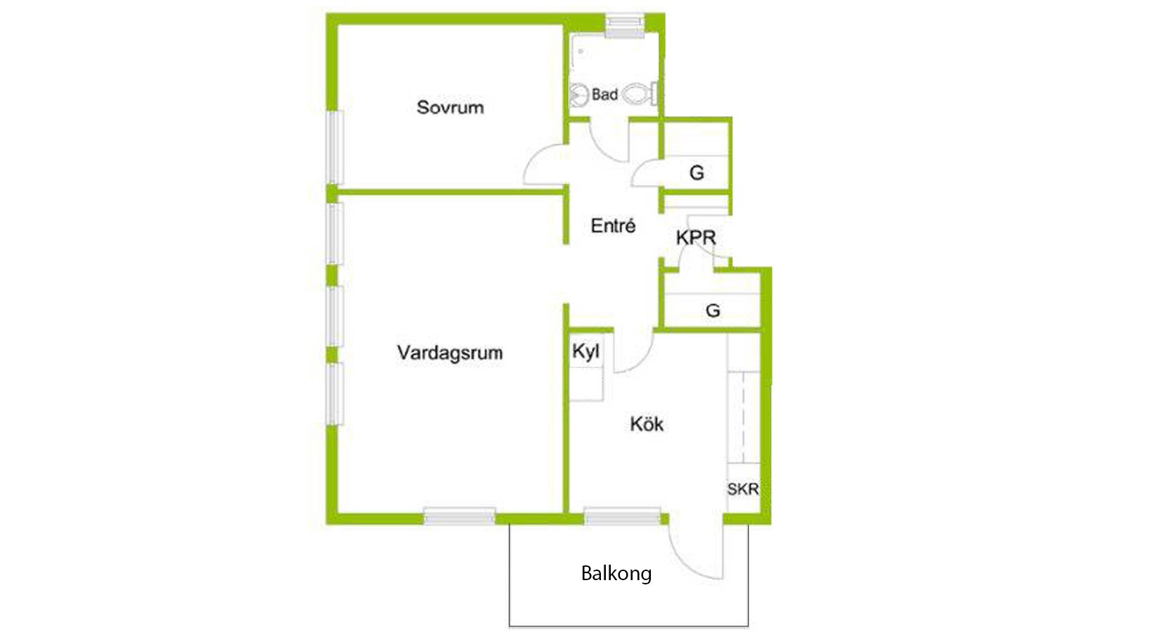 Lägenhet, 2 rooms, 60 sqm, Ålem